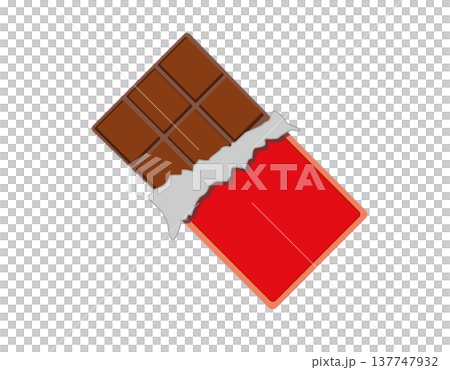 Delicious chocolate bar flat icon with red wrapper 137747932