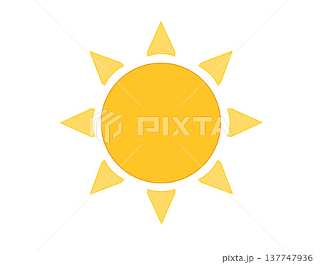 Simple yellow sun flat icon with pointed rays 137747936