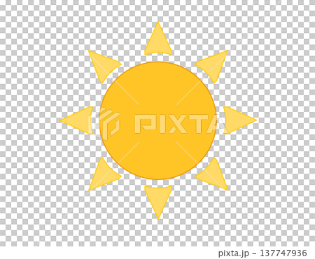 Simple yellow sun flat icon with pointed rays 137747936