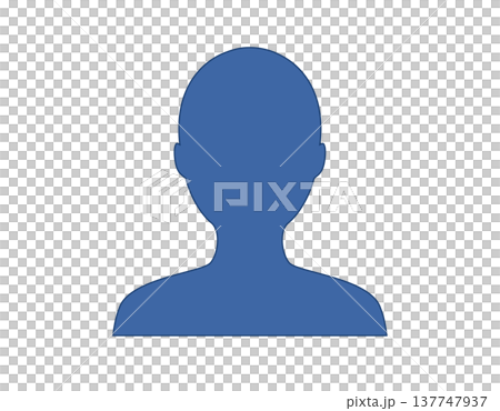 Anonymous blue silhouette of a person head and shoulders flat icon 137747937