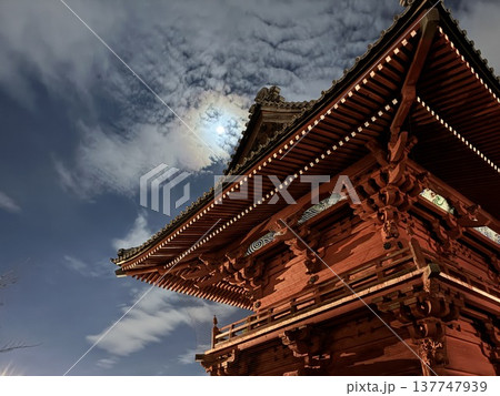 大晦日の徳願寺山門(千葉県市川市本行徳)と光冠 大晦日の徳願寺山門(千葉県市川市本行徳)と光冠 137747939