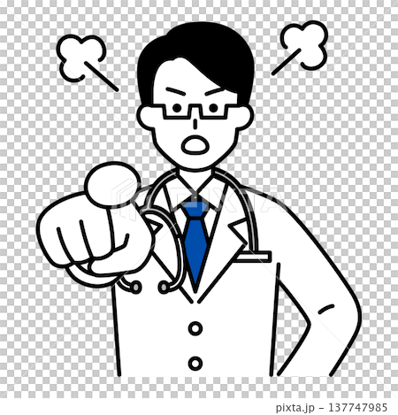 A male doctor points angrily. A male doctor points angrily. 137747985