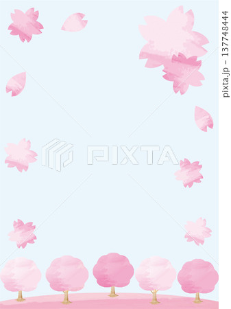 水彩の桜フレーム、バナー、春のお花見、背景素材、メッセージカード、和風デザイン、イラスト素材 水彩の桜フレーム、バナー、春のお花見、背景素材、メッセージカード、和風デザイン、イラスト素材 137748444