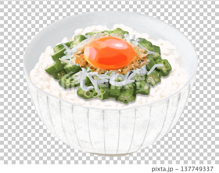 オクラ丼（卵黄、鰹節、しらす付き） 137749337