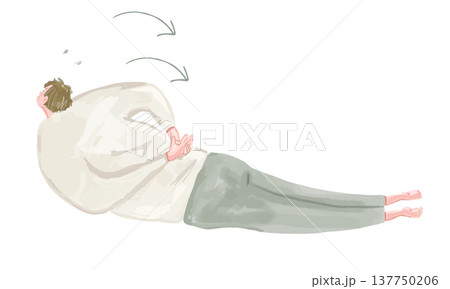 背筋を鍛える運動をする男性 137750206