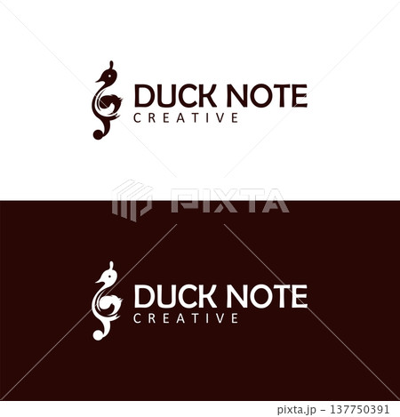 Elegant melody note logo design for music studio brand sound audio podcast streaming creative 137750391