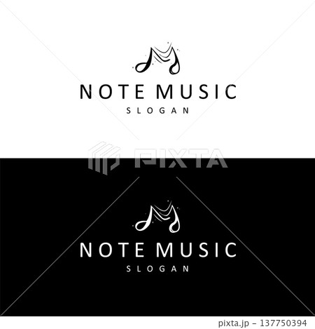 musical note logo symbol for modern audio brand studio podcast streaming melody sound identity 137750394