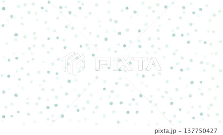 ミントとブルーの水彩ドットが広がる手描きパターン背景 ナチュラルでやさしい水玉模様素材 137750427