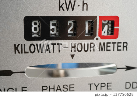 Electric measuring power meter for energy cost at home and office. Electric measuring power meter for energy cost at home and office. 137750629
