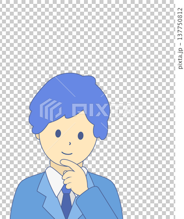思考中的商人，男性辦公室職員正在集思廣益，簡單的插畫素材 137750812