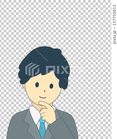 Thinking businessman, male office worker brainstorming ideas, simple illustration material 137750813