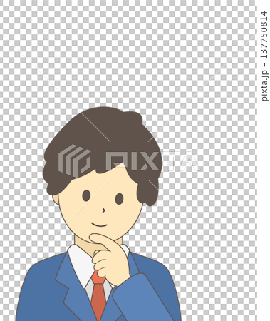 思考中的商人,男性辦公室職員正在集思廣益,簡單的插畫素材 思考中的商人,男性辦公室職員正在集思廣益,簡單的插畫素材 137750814