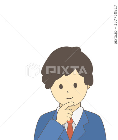 考えるビジネスマン　アイデアを考える男性会社員　シンプルイラスト素材 137750817