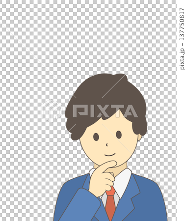 考えるビジネスマン　アイデアを考える男性会社員　シンプルイラスト素材 137750817