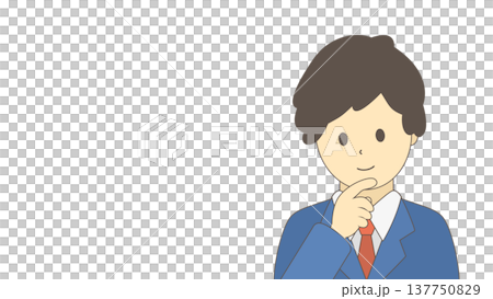 Thinking businessman, male office worker brainstorming ideas, simple illustration material Thinking businessman, male office worker brainstorming ideas, simple illustration material 137750829