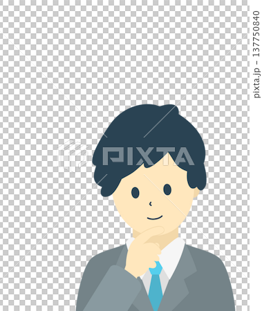 Thinking businessman, male office worker brainstorming ideas, simple illustration material 137750840