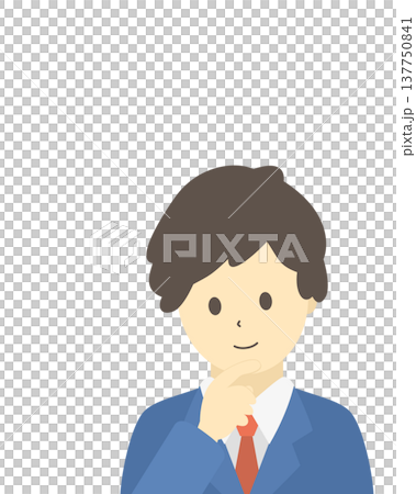 Thinking businessman, male office worker brainstorming ideas, simple illustration material Thinking businessman, male office worker brainstorming ideas, simple illustration material 137750841