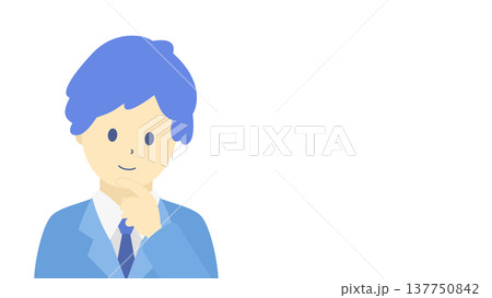 考えるビジネスマン　アイデアを考える男性会社員　シンプルイラスト素材 137750842