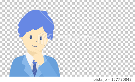 考えるビジネスマン　アイデアを考える男性会社員　シンプルイラスト素材 137750842