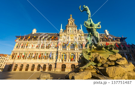 The City Hall (Stadhuis van Antwerpen) of Antwerp, Belgium 137751487