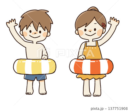 水着の子供男女全身イラスト 137751908