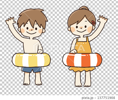 水着の子供男女全身イラスト 137751908