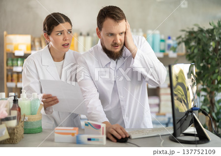 Director and pharmacist analyze documents, are horrified by results of work in current half-year 137752109