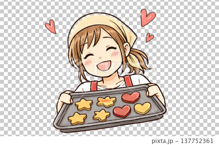 Illustration of a woman making cookies 137752361