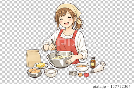 Illustration of a woman making sweets 137752364