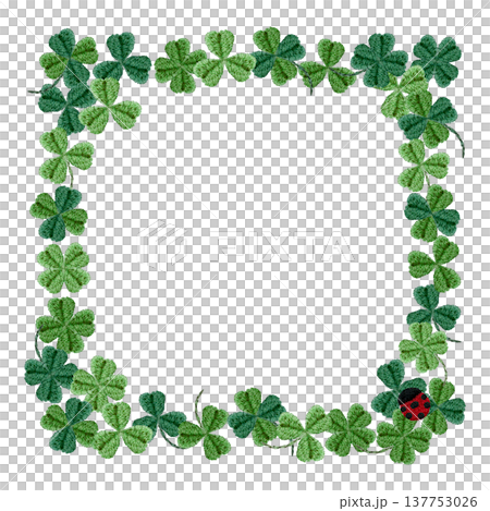 [Clover and Ladybug Frame] Hand-embroidered illustration material 137753026