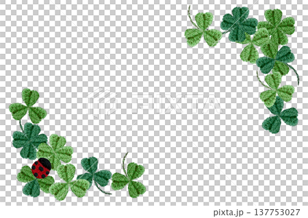 [Clover and Ladybug Frame] Hand-embroidered illustration material 137753027