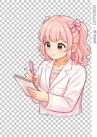 一個熱愛科學的女孩在寫研究筆記 一個熱愛科學的女孩在寫研究筆記 137753035