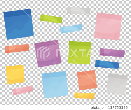 Watercolor-style colorful sticky note set (memo/label material) 137753356