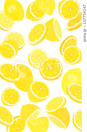 レモンの散らばる透過背景_縦 137754147