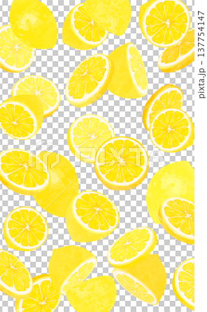 レモンの散らばる透過背景_縦 137754147