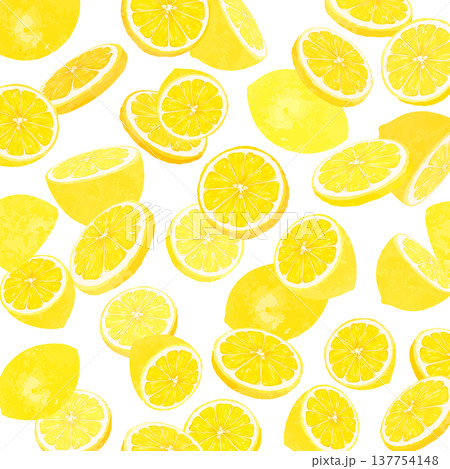 レモンの散らばる透過背景_正方形 レモンの散らばる透過背景_正方形 137754148