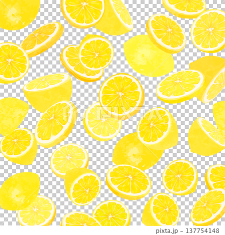 レモンの散らばる透過背景_正方形 レモンの散らばる透過背景_正方形 137754148