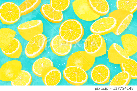 レモンの散らばる背景1_横 137754149