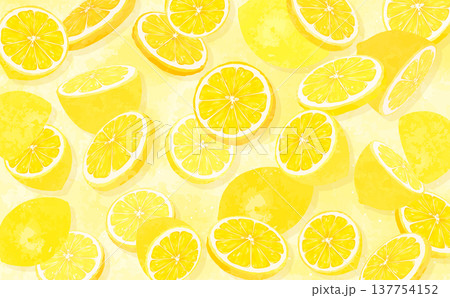 レモンの散らばる背景2_横 レモンの散らばる背景2_横 137754152