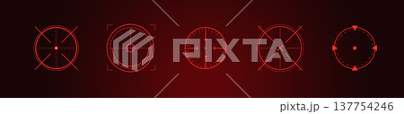 Crosshair Hud red. Futuristic navigation and combat interface. Military simulation. Target aim set. UI Vector illustration 137754246