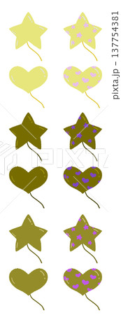 星・ハートの黄色い風船のセット 137754381
