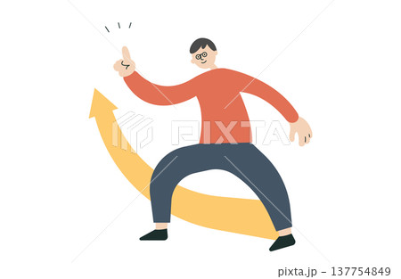 成長をイメージした矢印と男性のイラスト 137754849