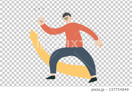 成長をイメージした矢印と男性のイラスト 137754849