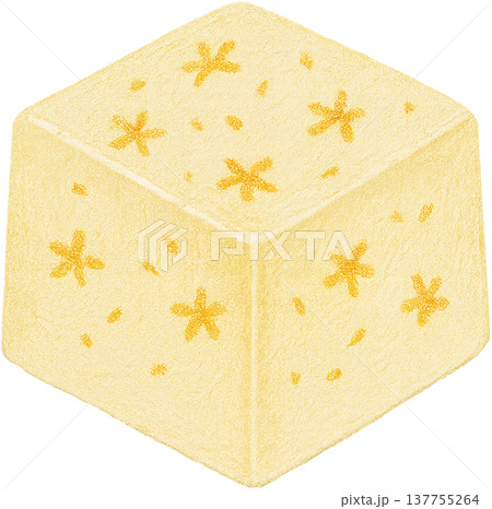 Hand drawn colored pencil osmanthus jelly illustration, Chinese dessert, transparent background 137755264