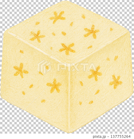 Hand drawn colored pencil osmanthus jelly illustration, Chinese dessert, transparent background 137755264