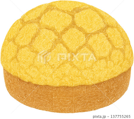 Hand drawn colored pencil pineapple bun bolo bao illustration, Chinese bakery, transparent background 137755265
