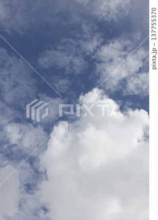 It's a blue sky with fluffy clouds.	 137755370
