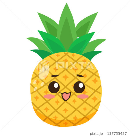 kawaii pineapple fruit flat style 137755427