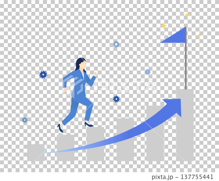 Simple vector illustration of a businesswoman aiming to advance her career. 137755441