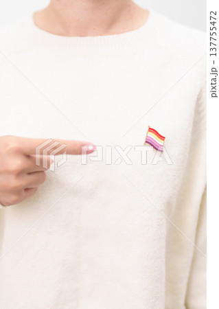 International Lesbian October Day, Lesbian Visibility April Day and Happy Pride June month and LGBTQIA with flag Brooch pin for LGBTQ, Marriage Equality Law, Pansexual, Demisexual and transgender 137755472